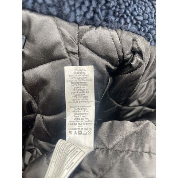 J. Crew  womans parka jacket xxs blue faux fur hoodie puffer - Picture 7 of 8